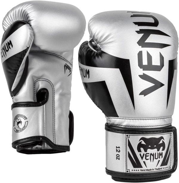 Guantoni da boxe Venum Elite pelle Skintex 12 oz argento-6