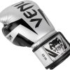 Guantoni da boxe Venum Elite pelle Skintex 12 oz argento-1