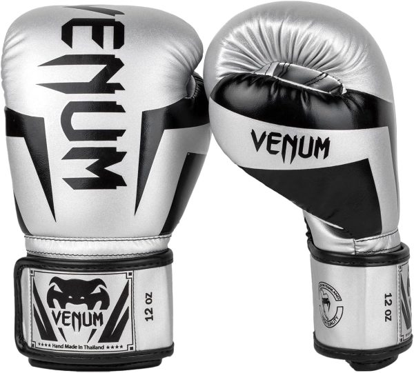Guantoni da boxe Venum Elite pelle Skintex 12 oz argento-0