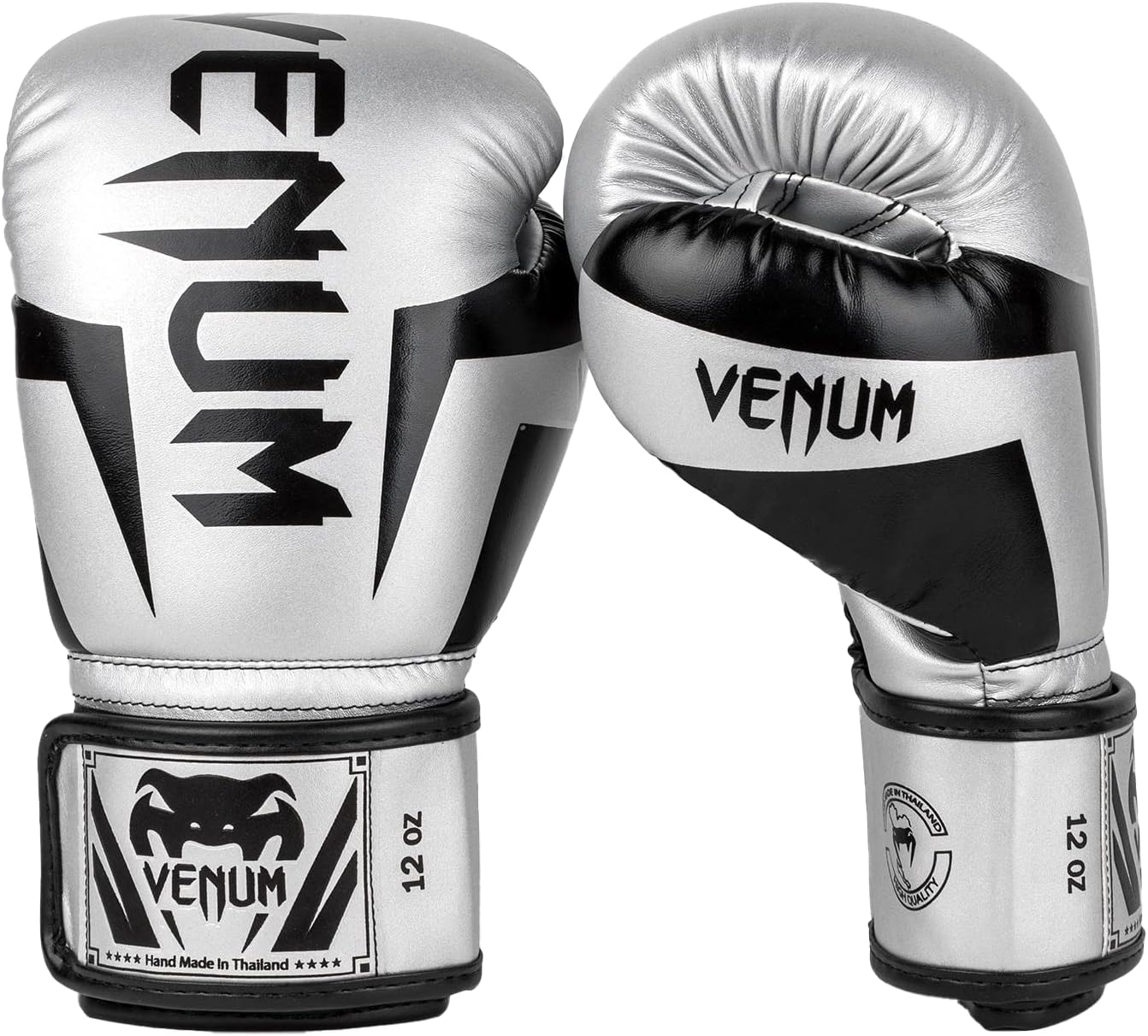 Guantoni da boxe Venum Elite pelle Skintex 12 oz argento-0