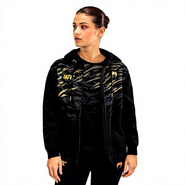 Felpa Donna Venum Replica Zip Hoodie Corsa Nero Oro