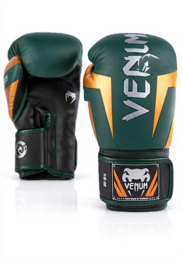 Guantoni da boxe Venum Elite 14 oz Verde Bronzo Argento