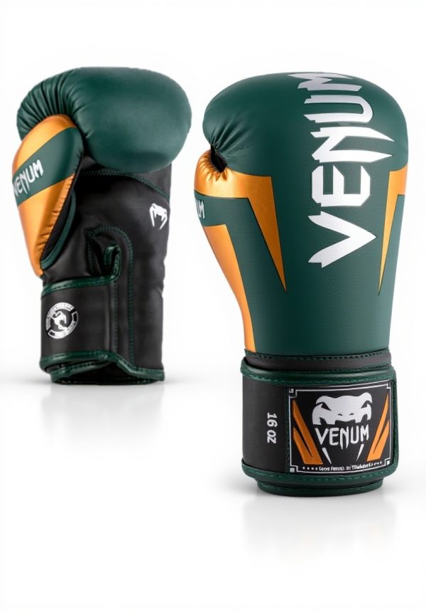 Guantoni da boxe Venum Elite 14 oz Verde Bronzo Argento