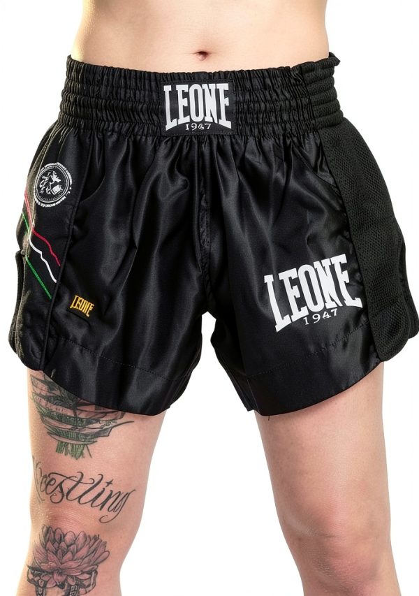 Pantaloncini Boxe Leone 1947 Kick-Thai Unisex Adulto Nero