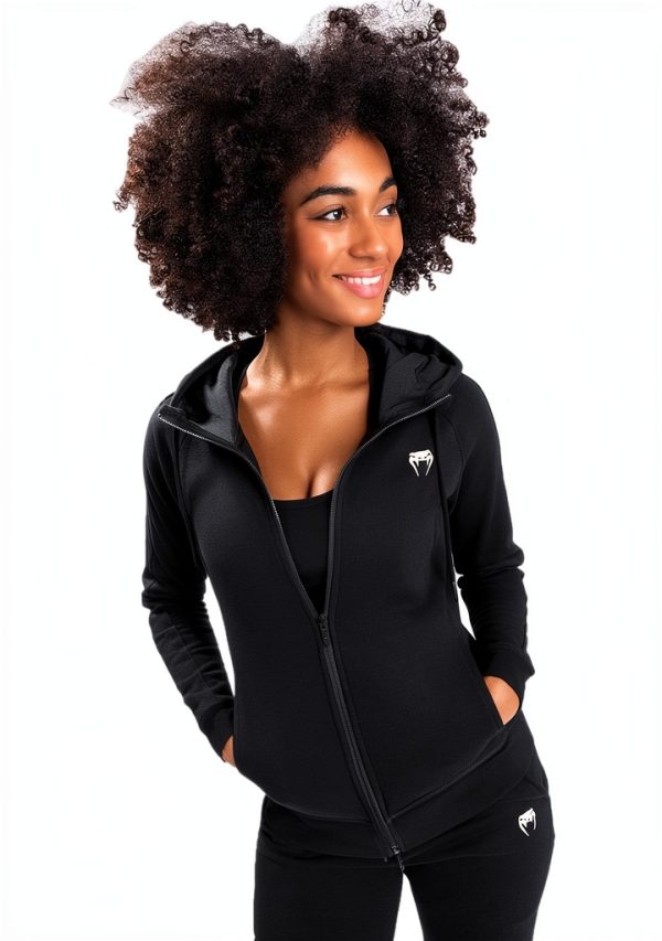 Felpa con cappuccio donna Venum zip cotone poliestere nero