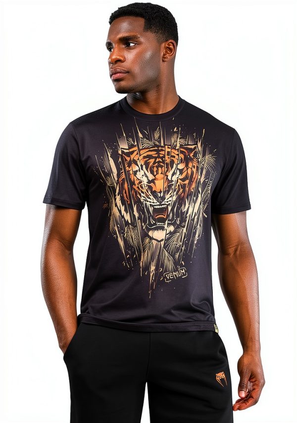 Venum Tiger Dry Tech T-Shirt Uomo Nero Arancione Poliestere