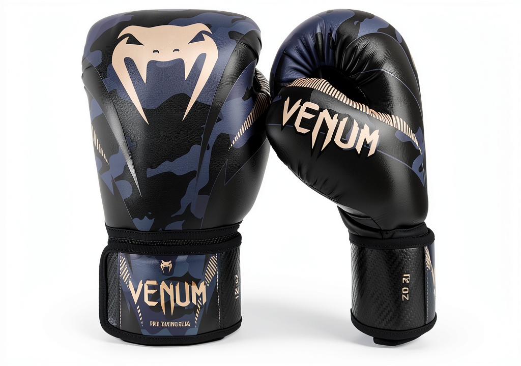 Guantoni da boxe VENUM Impact in colore camuffamento su un ring