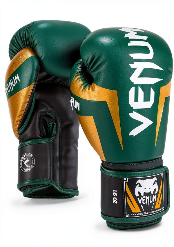 Guantoni da boxe Venum Elite 12 oz Verde Bronzo Argento
