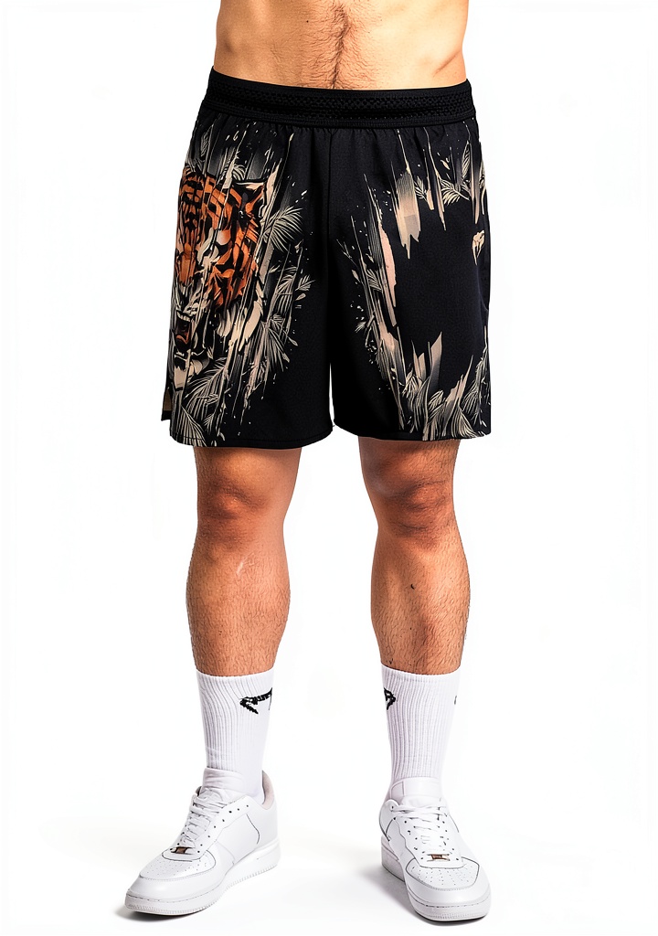Uomo che indossa pantaloncini Venum Tiger durante un allenamento in palestra