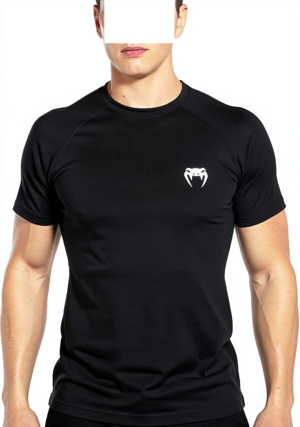 Rash guard uomo Venum compressione maniche corte nero bianco-2