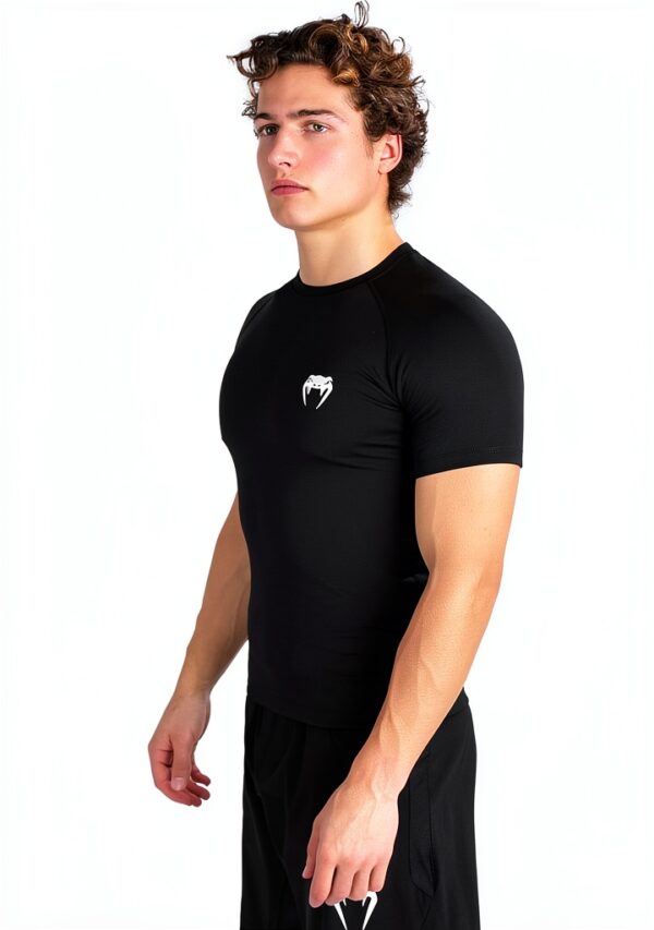 Rash guard uomo Venum compressione maniche corte nero bianco-1