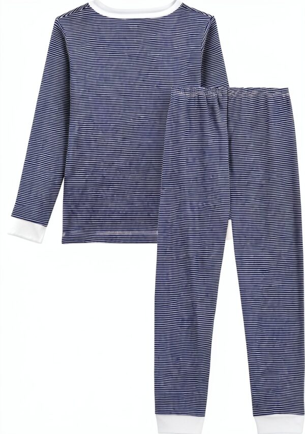 Pigiama bambino Petit Bateau a coste 1x1, colore Olympic/Marshmallow-1