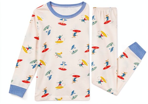 Petit Bateau Pigiama Bambino Maniche Lunghe Cotone Surfista Bianco-2