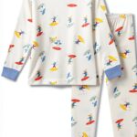 Petit Bateau Pigiama Bambino Maniche Lunghe Cotone Surfista Bianco-0