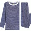 Pigiama bambino Petit Bateau a coste 1x1, colore Olympic/Marshmallow-2