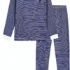 Pigiama bambino Petit Bateau a coste 1x1, colore Olympic/Marshmallow-0