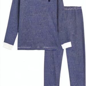 Pigiama bambino Petit Bateau a coste 1x1, colore Olympic/Marshmallow-0