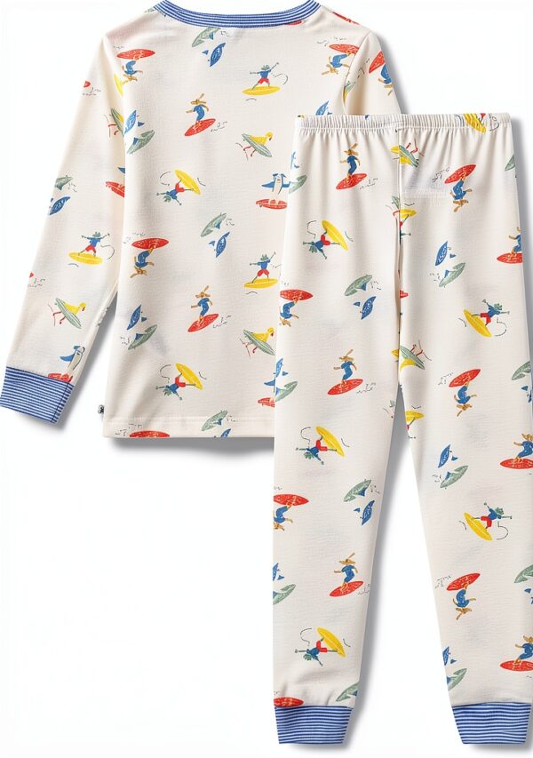 Petit Bateau Pigiama Bambino Maniche Lunghe Cotone Surfista Bianco-1