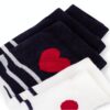 Petit Bateau 3 paia di calzini per bambini in cotone a righe e cuori, multicolore, 27-30-2