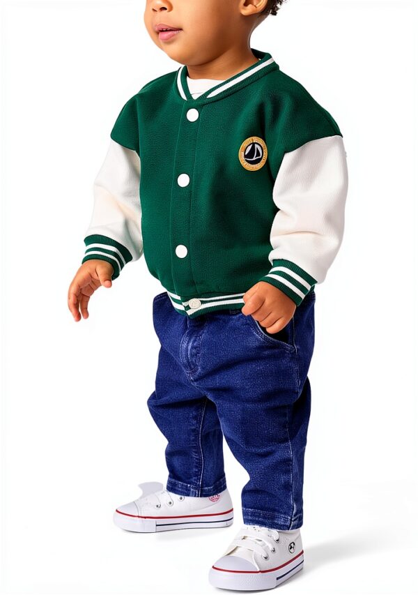Cappotto bambino Petit Bateau Camarade Evergreen/Milk 6-24 mesi-5