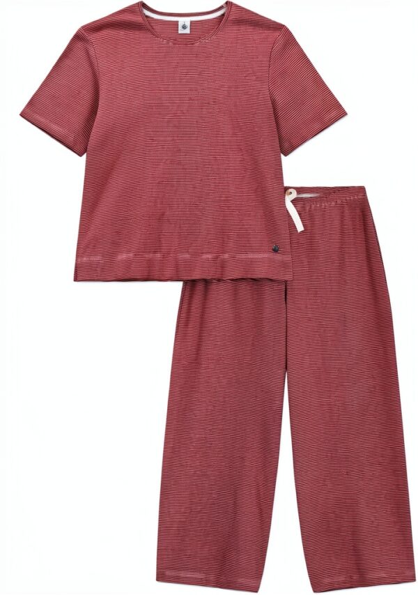 Petit Bateau Clementine Pigiama Donna Cotone Amaranto/Marshmallow-0
