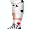Petit Bateau 3 paia di calzini per bambini in cotone a righe e cuori, multicolore, 27-30-1