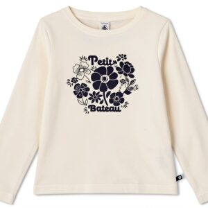 Maglietta bambina Petit Bateau T-shirt cotone elastico colore Latte-0