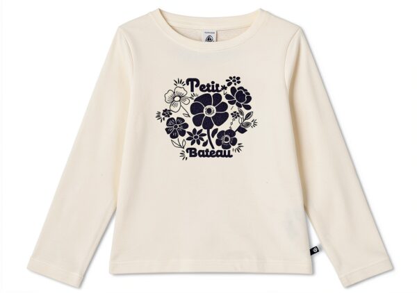 Maglietta bambina Petit Bateau T-shirt cotone elastico colore Latte-0