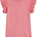 Maglietta Bambine Petit Bateau Rosa 3-12 anni T-shirt con volant-0