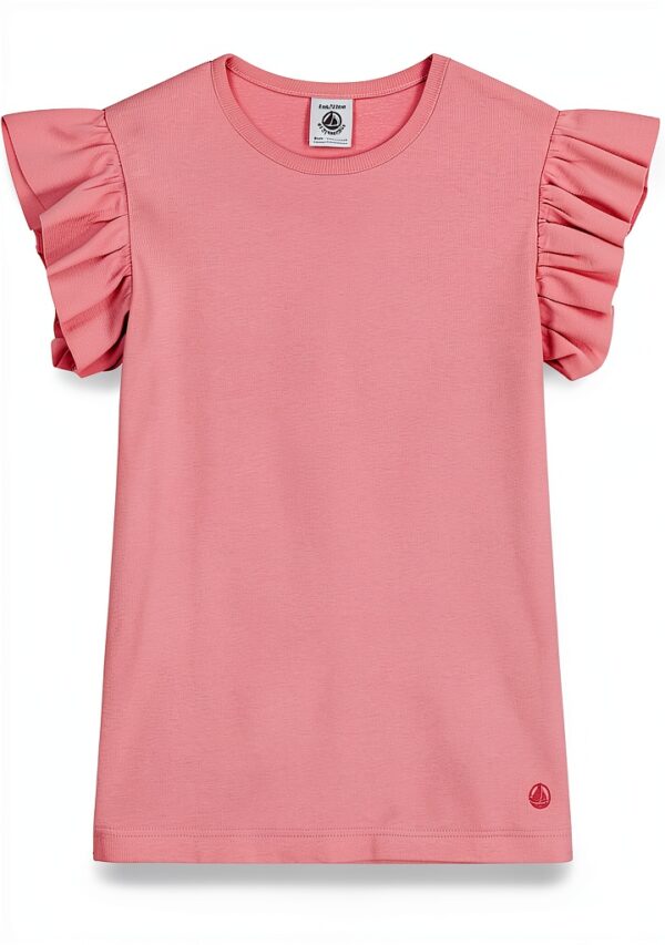 Maglietta Bambine Petit Bateau Rosa 3-12 anni T-shirt con volant-0