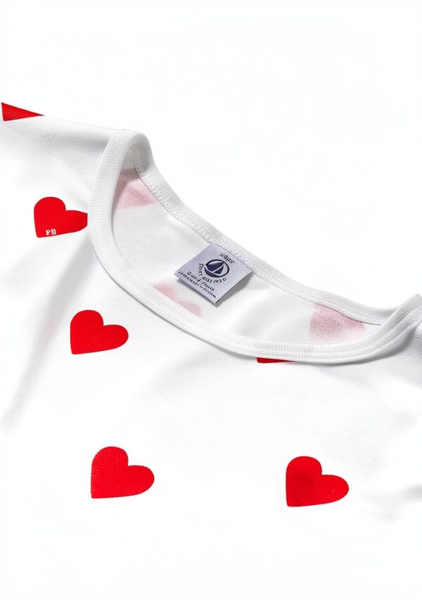 Pigiama Petit Bateau, Bianco Marshmallow/Rosso Terkuit, taglia 14-20-1