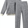 Petit Bateau Pigiama Donna a coste 1x1, colore Adriatic Marshmallow-1