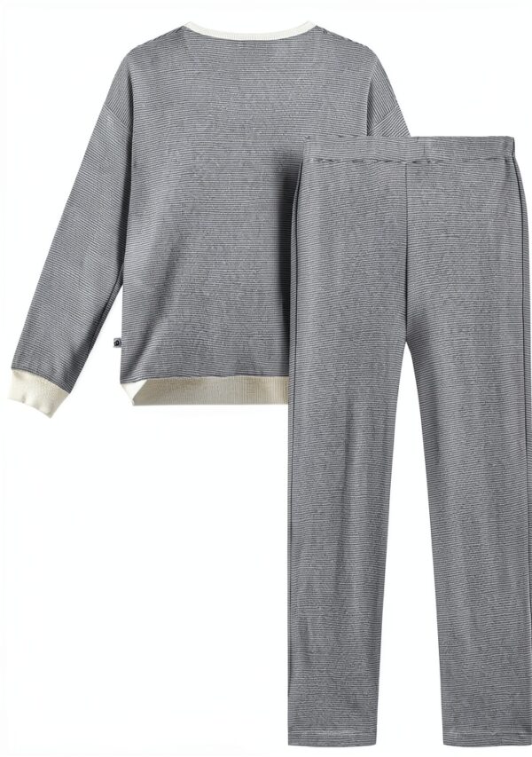 Petit Bateau Pigiama Donna a coste 1x1, colore Adriatic Marshmallow-1