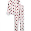 Pigiama Petit Bateau, Bianco Marshmallow/Rosso Terkuit, taglia 14-20-2