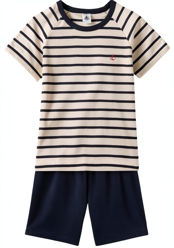Petit Bateau Pigiama 2 pezzi 16 anni Marshmallow Blu Smoking cotone-0