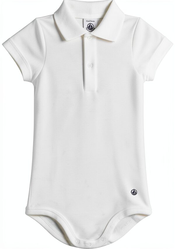 Body Petit Bateau A09zh Manica Corta Collo Polo Bimbo 0-24 Marshmallow-0