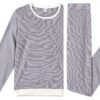 Petit Bateau Pigiama Donna a coste 1x1, colore Adriatic Marshmallow-2