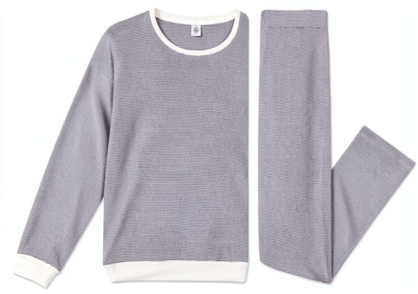 Petit Bateau Pigiama Donna a coste 1x1, colore Adriatic Marshmallow-2