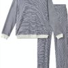 Petit Bateau Pigiama Donna a coste 1x1, colore Adriatic Marshmallow-0