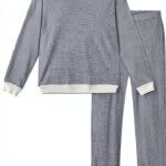 Petit Bateau Pigiama Donna a coste 1x1, colore Adriatic Marshmallow-0