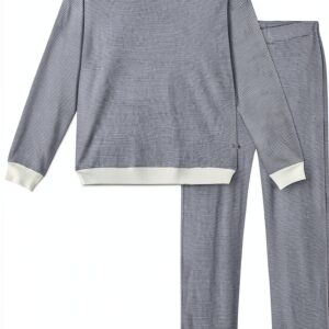 Petit Bateau Pigiama Donna a coste 1x1, colore Adriatic Marshmallow-0