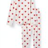 Pigiama Petit Bateau, Bianco Marshmallow/Rosso Terkuit, taglia 14-20-0