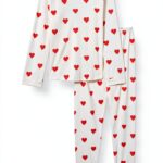 Pigiama Petit Bateau, Bianco Marshmallow/Rosso Terkuit, taglia 14-20-0