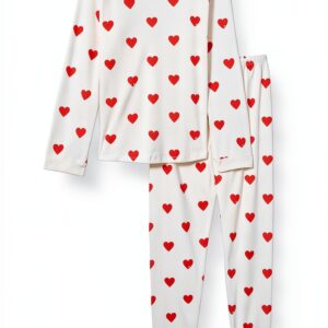 Pigiama Petit Bateau, Bianco Marshmallow/Rosso Terkuit, taglia 14-20-0