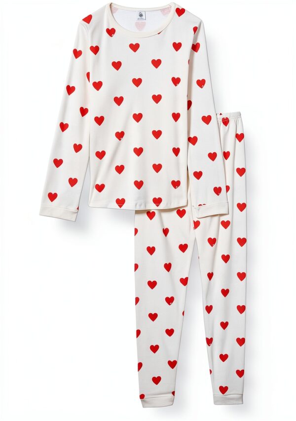 Pigiama Petit Bateau, Bianco Marshmallow/Rosso Terkuit, taglia 14-20-0