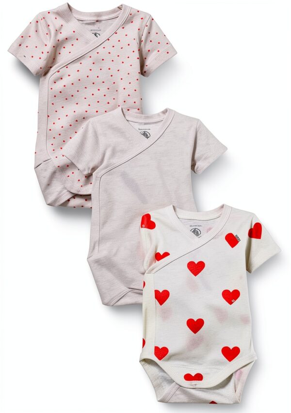 Petit Bateau A04o7 Body neonato manica corta Unisex - Bimbi 0-24 (Pacco da 3)-0
