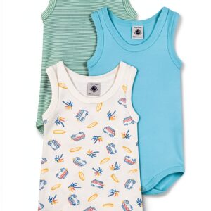 Petit Bateau A0cxj Body Senza Maniche Unisex - Bimbi 0-24 (Pacco da 3)-0