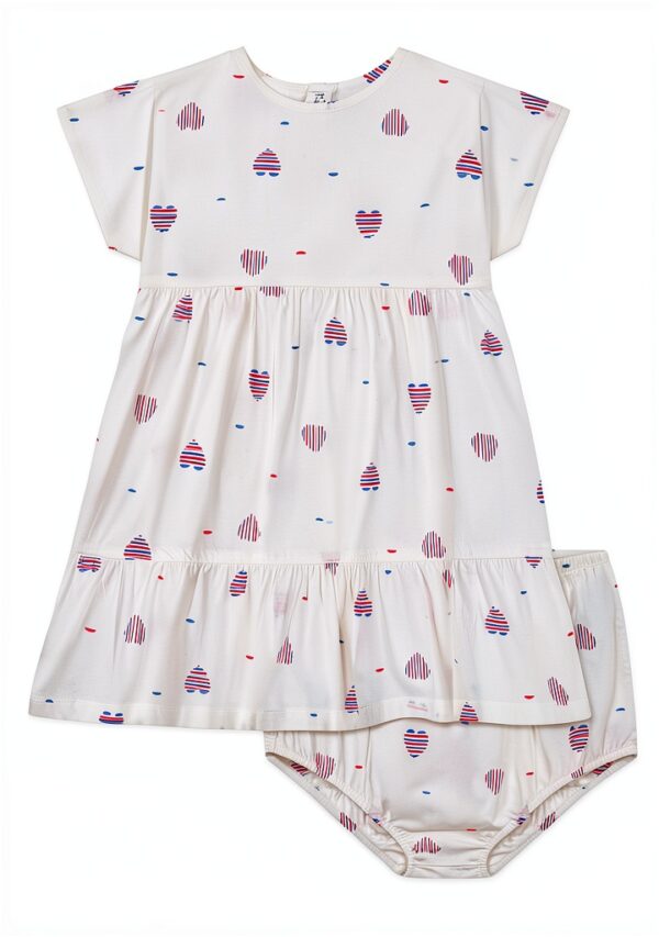 Petit Bateau Abito A Maniche Corte E Bloomer Bimba 0-24,-0