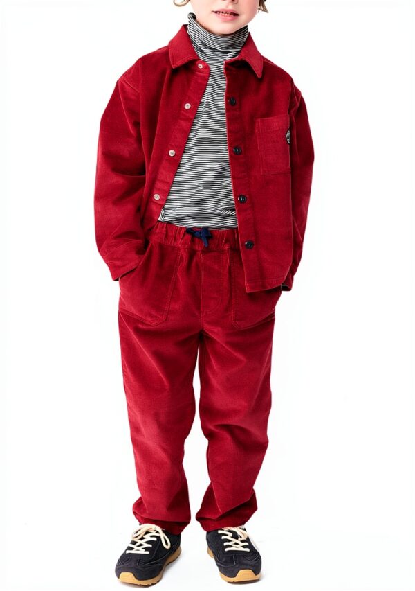 Pantaloni Petit Bateau per bambini in velluto tinta unita, modello-2